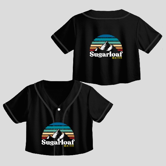 Sugarloaf Maine USA Ski Resort 1980s Retro Crop Top Baseball Jerseys