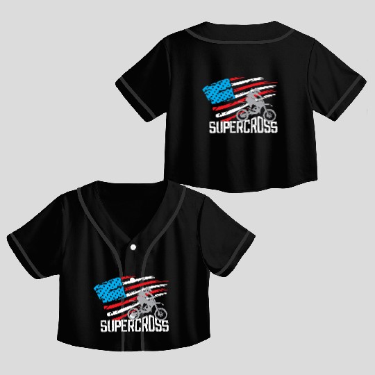 Supercross Motocross Racing Biker Crop Top Baseball Jerseys