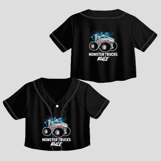 Monster Trucks Rule... Monster Truck Crop Top Baseball Jerseys