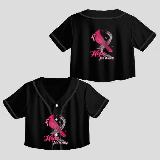Breast Cancer Cardinal bird hope for a cure Crop Top Baseball Jerseys