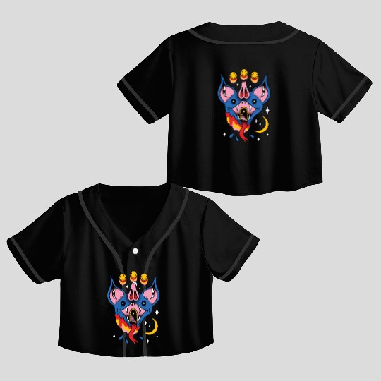 TRIPPY BAT TATTOO SURREAL Crop Top Baseball Jerseys