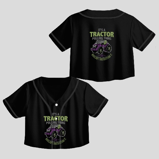 tractor pulling, tractor pulling racing, tractors Crop Top Baseball Jerseys
