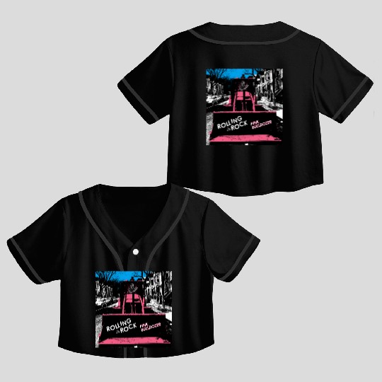 Pink Bulldozer / Rolling Rock Crop Top Baseball Jerseys
