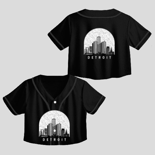 Detroit Michigan Skyline Crop Top Baseball Jerseys
