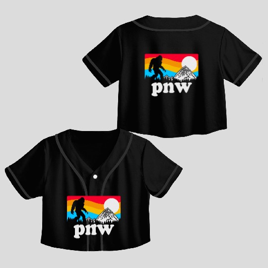 PNW Pacific Northwest Bigfoot Crop Top Baseball Jerseys