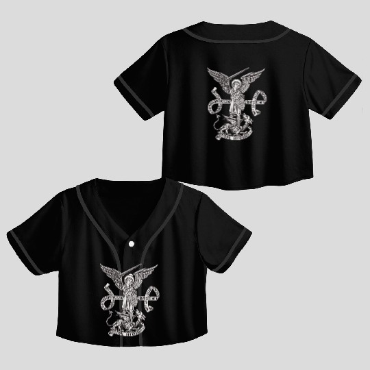 Saint St Michael Catholic Archangel Angel Defender Crop Top Baseball Jerseys