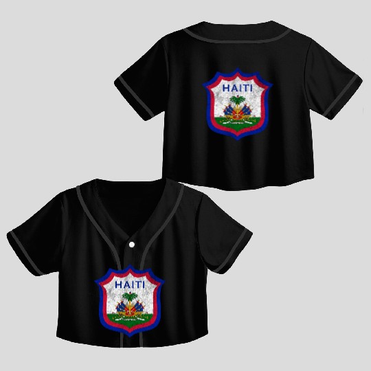 Haiti Crest Design Crop Top Baseball Jerseys