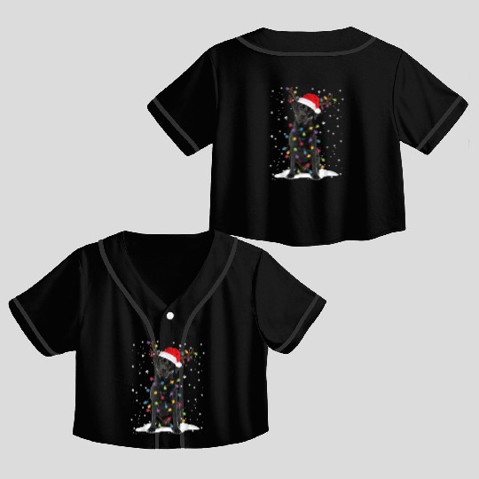 Black Lab Labrador Christmas Tree Light Pajama Dog Crop Top Baseball Jerseys