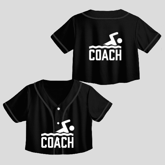 Swimming Coach Swimming Instructor Swim Course Crop Top Baseball Jerseys