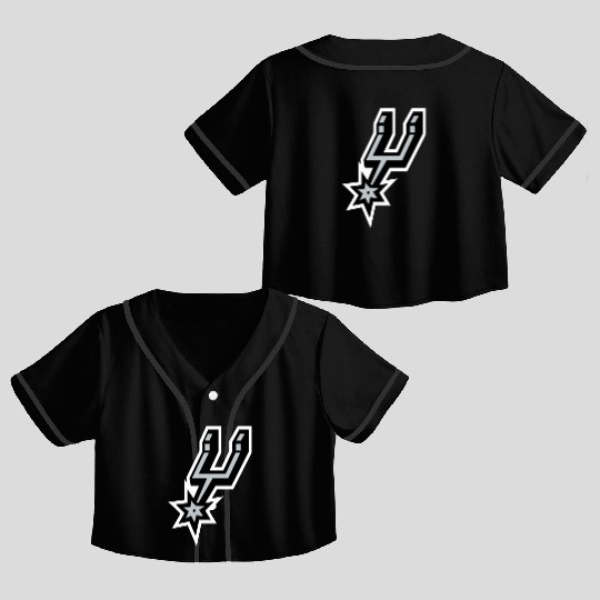 San Antonio Spurs Logo Crop Top Baseball Jerseys