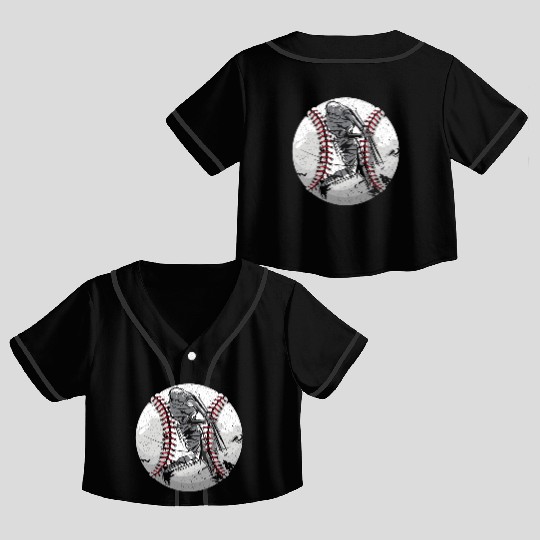 Baseball Player Coach Bat And Ball Pitcher Catcher Crop Top Baseball Jerseys