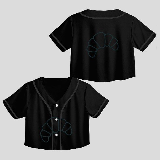 Irregular croissant outline cute food Crop Top Baseball Jerseys