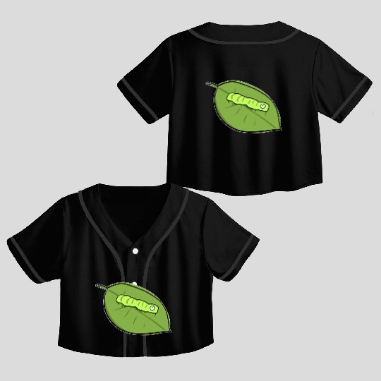 caterpillar leaf biology symbol nature Crop Top Baseball Jerseys