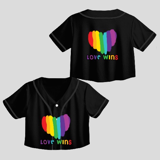 Love wins, pride rainbow heart Crop Top Baseball Jerseys