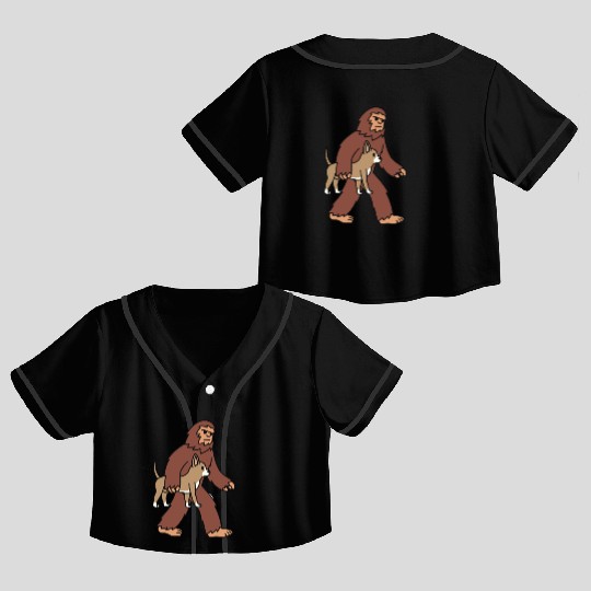 Bigfoot Sasquatch Walking Chihuahua Crop Top Baseball Jerseys