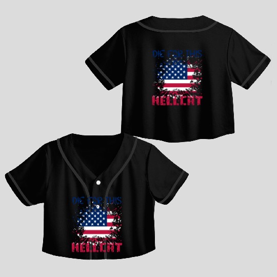 Die For This Hellcat- Vintage US Flag Crop Top Baseball Jerseys