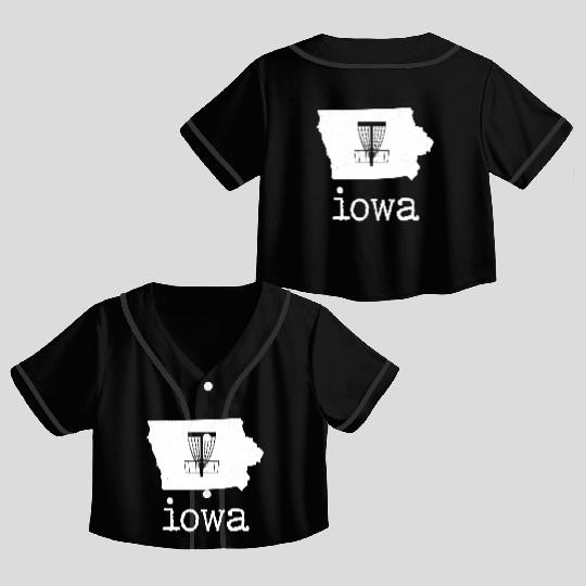 State of Iowa Disc Golf Crop Top Baseball Jerseys Golfer Golfing