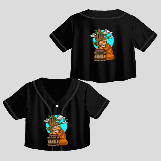 Miniature Trees Bonsai Middle Finger Crop Top Baseball Jerseys