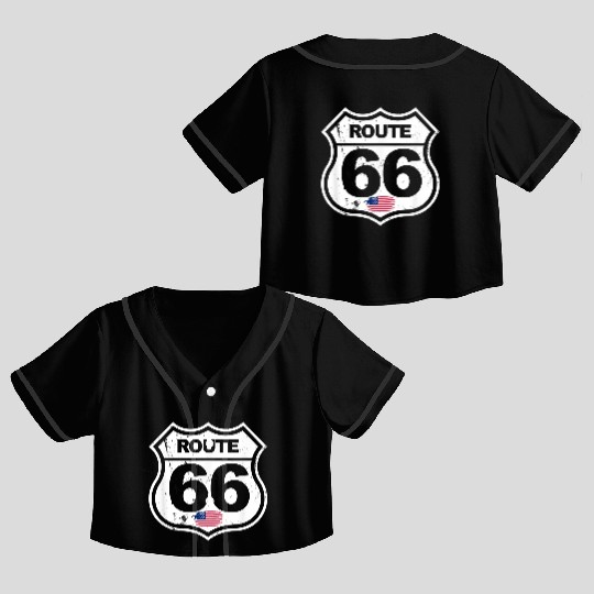 Vintage Route 66 retro style Crop Top Baseball Jerseys