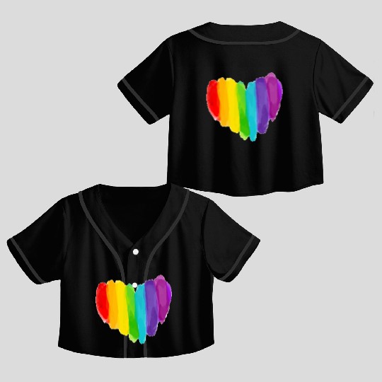 Pride Rainbow Heart Crop Top Baseball Jerseys