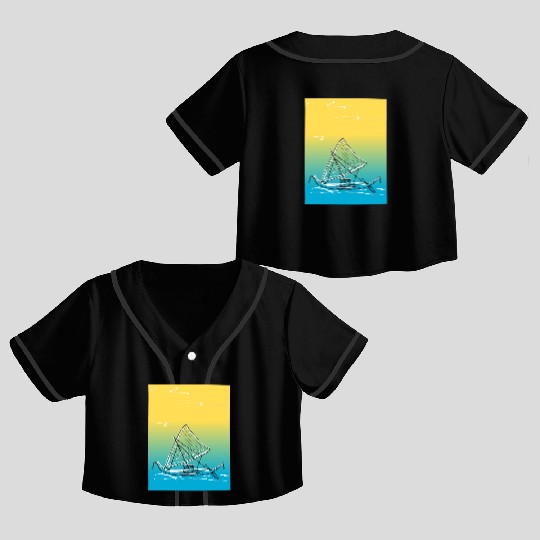 sailing canoe Crop Top Baseball Jerseys