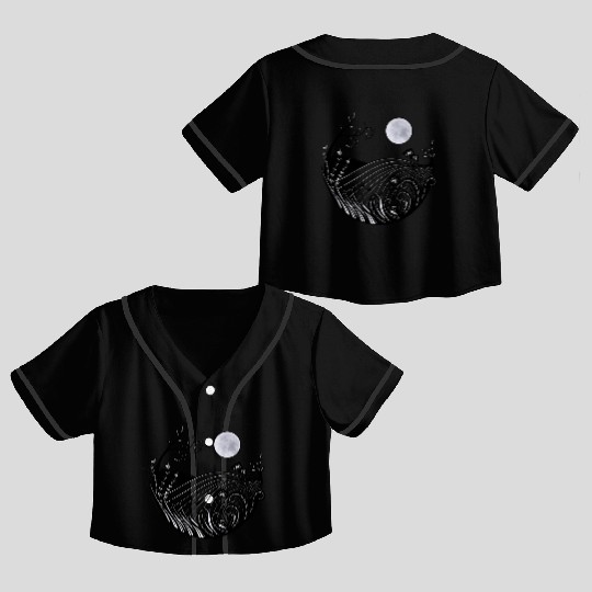 Full moon landscape Crop Top Baseball Jerseys