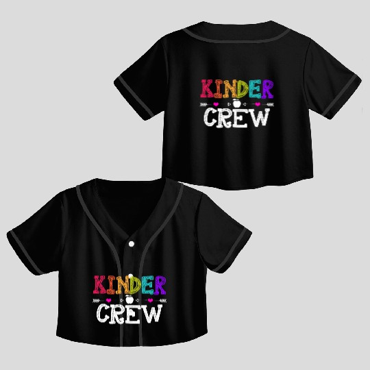 Kinder Crew Funny Kindergarten Teacher 1st Day of Crop Top Baseball Jerseys