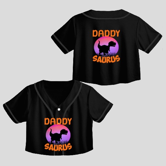 Daddysaurus Papasaurus Crop Top Baseball Jerseys