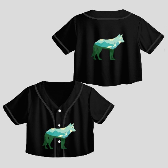 Mountain Wolf Crop Top Baseball Jerseys