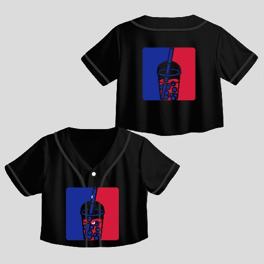 Blue red bubble tea Crop Top Baseball Jerseys