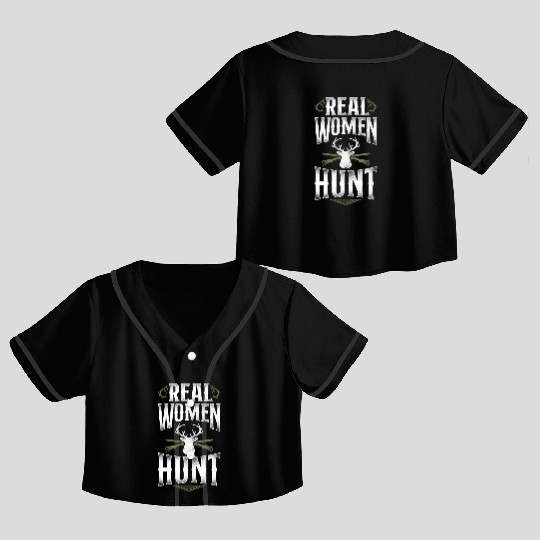 Buck Deer Hunting Hunter Girl Crop Top Baseball Jerseys