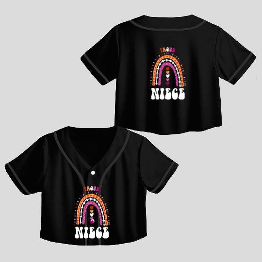 Proud Niece Lesbian Pride Boho Rainbow Crop Top Baseball Jerseys