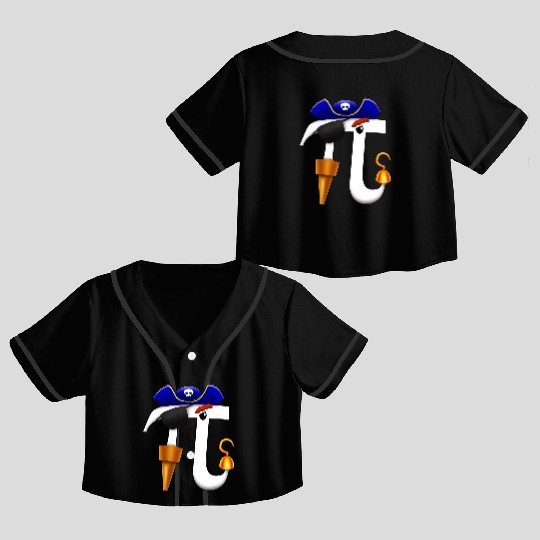 PI Day Pirate Crop Top Baseball Jerseys Math Geek Gift Men Women