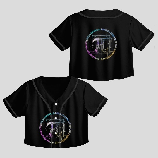 Pi novelty circle watercolor Crop Top Baseball Jerseys for Pi Day