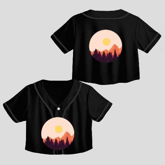 sunset horizon mountains Crop Top Baseball Jerseys