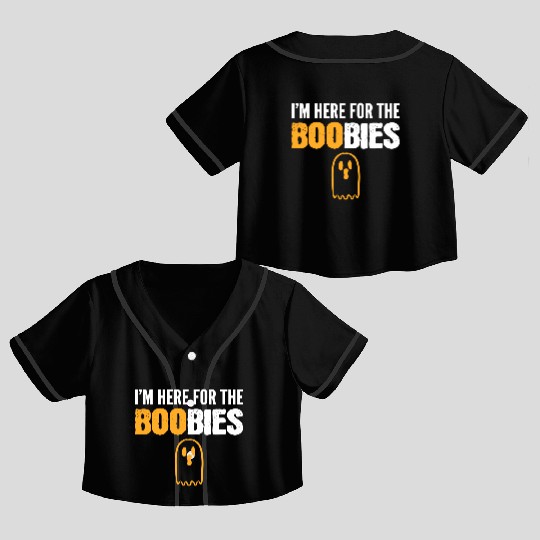 Here for BOObies Funny Person Gift Crop Top Baseball Jerseys