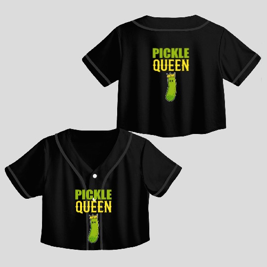 Pickle Queen Head Chef Gift Crop Top Baseball Jerseys