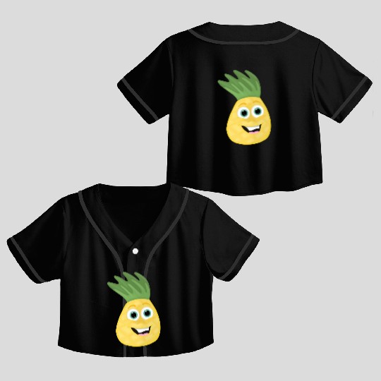 Pineapple Cartoon kawaii Anime funny face Crop Top Baseball Jerseys