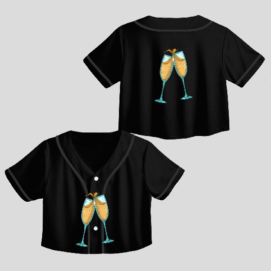 Champagne Glasses / Cheers Crop Top Baseball Jerseys