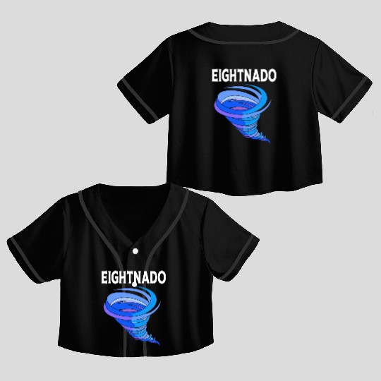 Eightnado Bday Party 8th Birthday Tornado Crop Top Baseball Jerseys