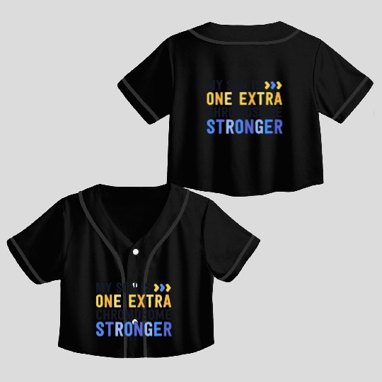 Family Down Syndrome Awareness My Son One Extra Crop Top Baseball Jerseys
