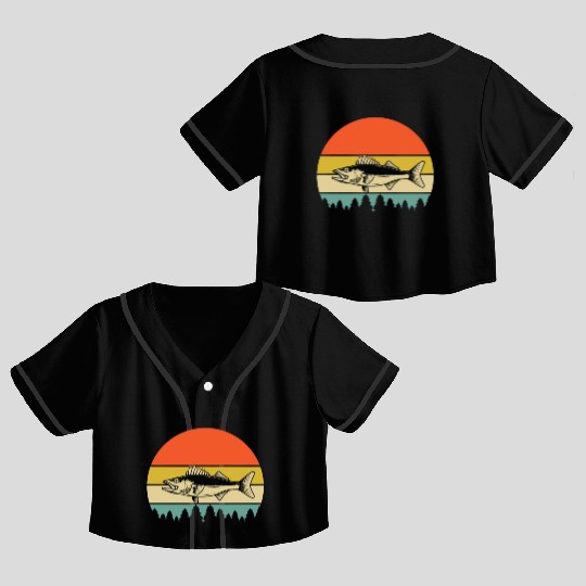 Walleye Fishing Crop Top Baseball Jerseys
