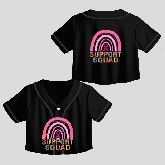 Support Squad Leopard Pink Warrior Breast Cancer Crop Top Baseball Jerseys