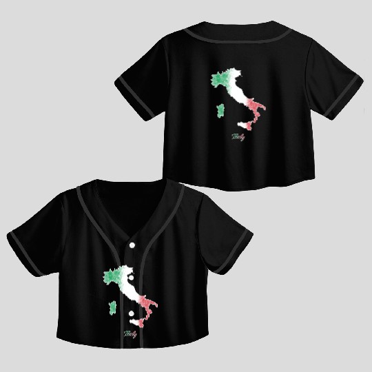 Stylized Italy Map Crop Top Baseball Jerseys