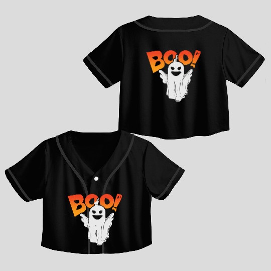 Boo Halloween Ghost Sheet Crop Top Baseball Jerseys