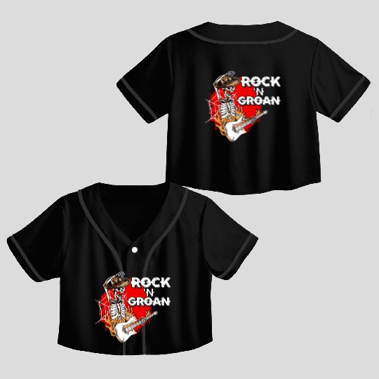 Halloween Cowboy Skeleton Rocker Hand Rock Crop Top Baseball Jerseys