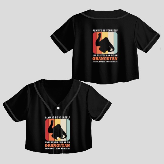 Retro Ape Monkey Silhouette Funny Orangutan Crop Top Baseball Jerseys
