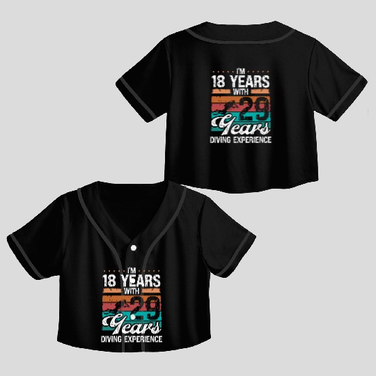 47 Birthday Idea Scuba Diving 47 Year Old Diver Crop Top Baseball Jerseys