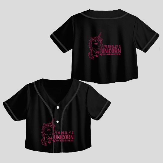 Unicorn in human costume Crop Top Baseball Jerseys