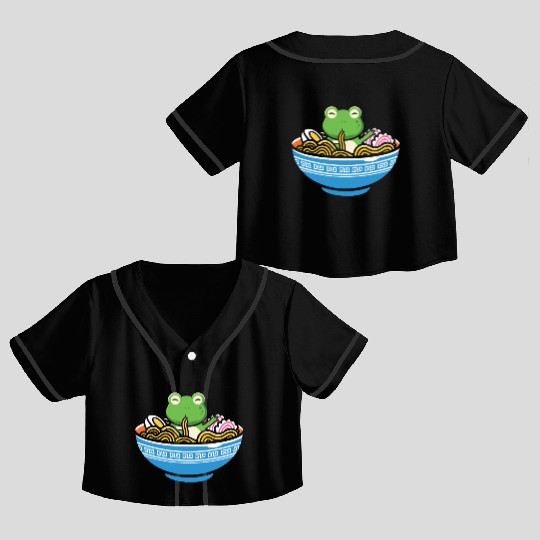 Ramen Cute Frog Japan Kawaii Crop Top Baseball Jerseys
